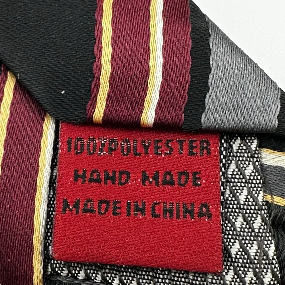 Bergamo New York Striped Necktie Black Gray Burgundy‎ Gold 57